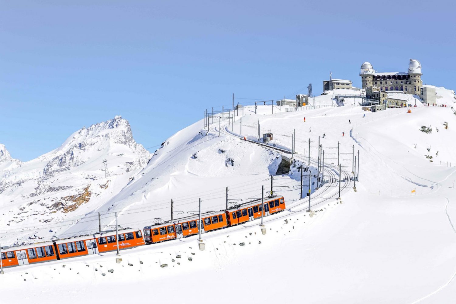 Treinreizen Zwitserland Winter-Gornergrat Bahn vlak voor het eindstation